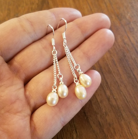 NWOT Genuine Pink Freshwater Pearl Drop Earrings - Picture 6 of 6